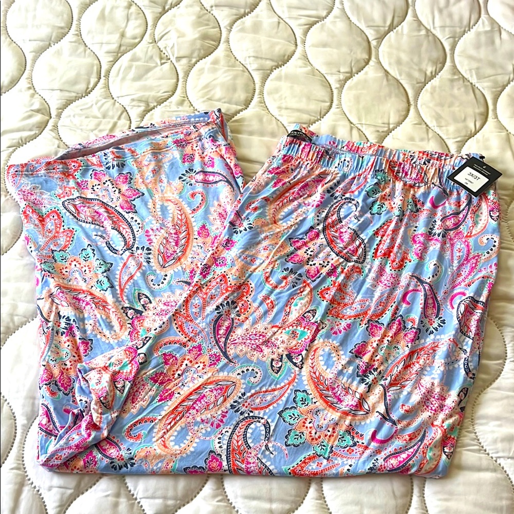 Ellen Tracy Plus-Size Colorful Paisley Print Pants
